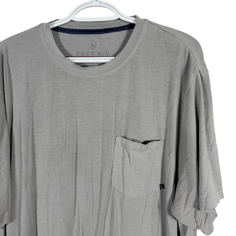 Free Fly Bamboo Pocket T Shirt Mens LT Grey Performance Short Sleeve Stretch